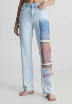 Calvin Klein Jeans High Rise Printed - Straight Leg Jeans - Denim Light