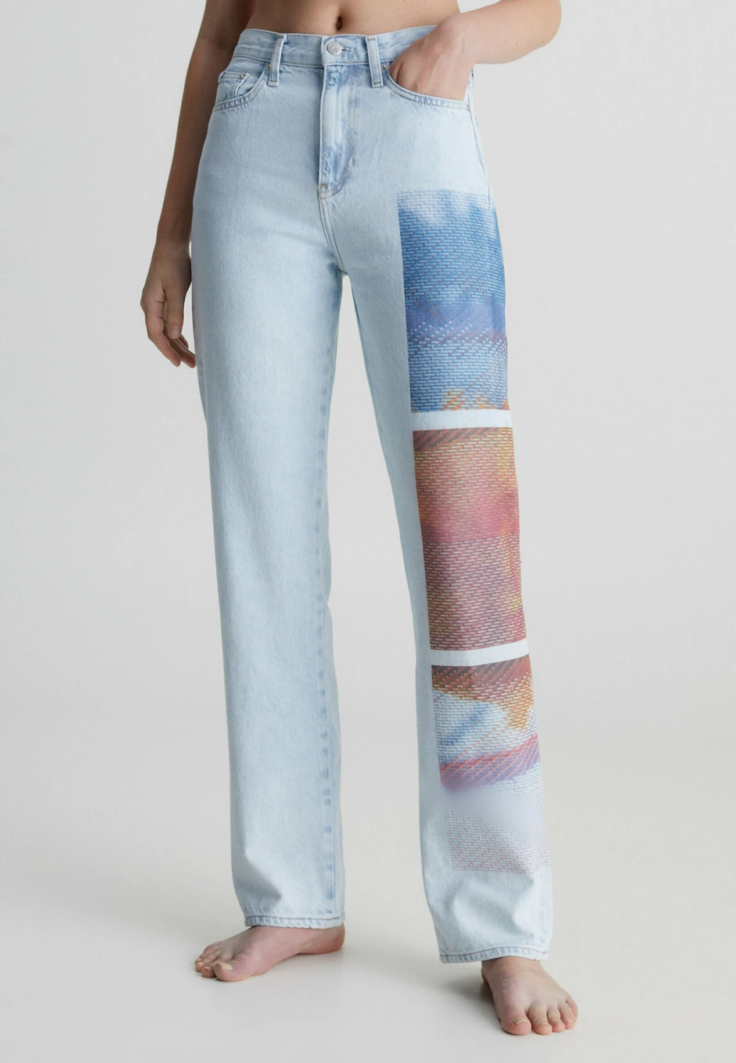 Calvin Klein Jeans High Rise Printed - Straight Leg Jeans - Denim Light 1 Calvin Klein Jeans High Rise Printed - Straight Leg Jeans - Denim Light